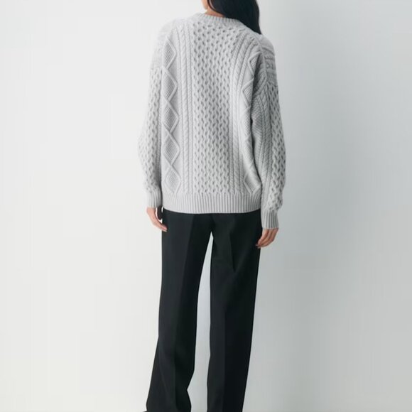 NWT Aritzia Heritage Knit Merino Wool Crew Cardigan Heather Chrome S - Picture 5 of 6